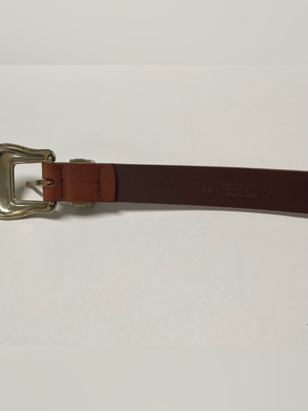 Wilfred Cognac Brown Leather Belt with Engraved Silver-Tone Buckle - Picture 4 of 5